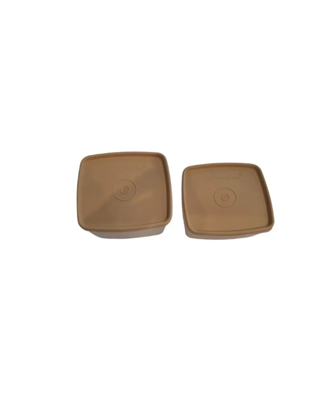 BasicVintage Tupperware Square Containers Set 2 Almond Lids Retro MCM Kitchen